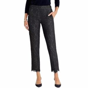New J. Crew Lace Cotton Blend Pull-On Easy Pant Black 00